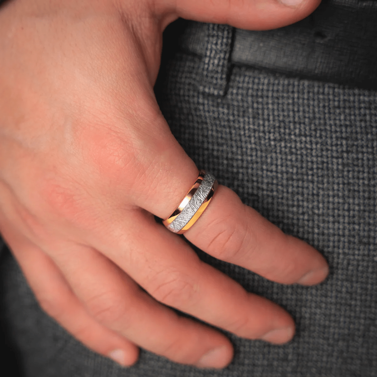 Two-Tone Golden Tungsten Couple Ring Set